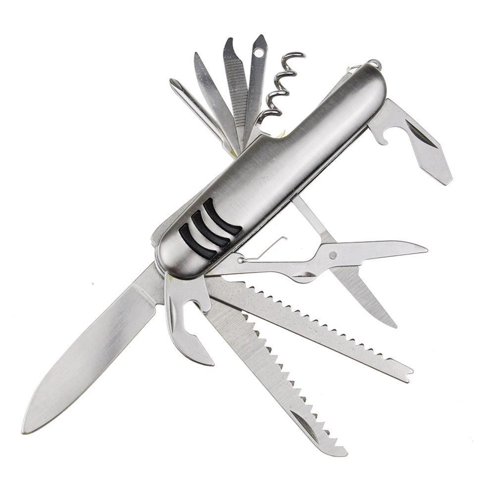 Multipurpose 11 in 1 Stainless Steel Pocket Knife Multitool - Silver