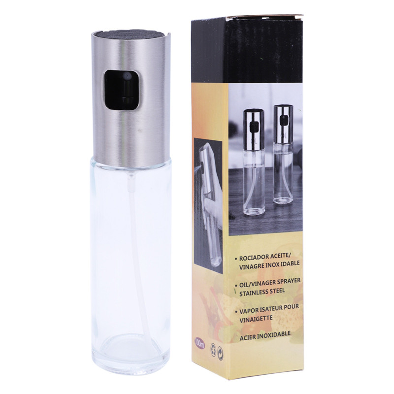 Portable Oil Sprayer Dispenser for Cooking-BBQ-Salad-Stainless Steel Grilling Oil glass Bottle