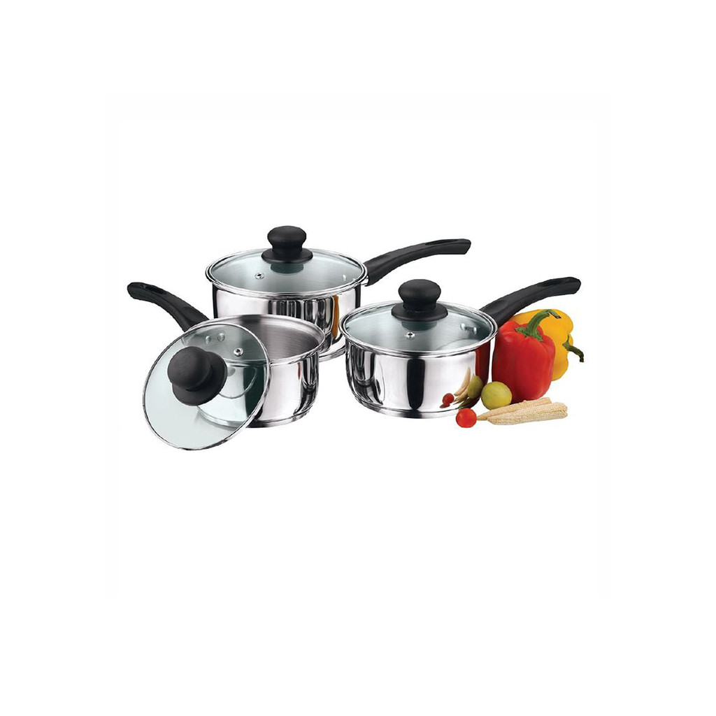 Living and Co Stainless Steel Saucepan Silver 3 Piece