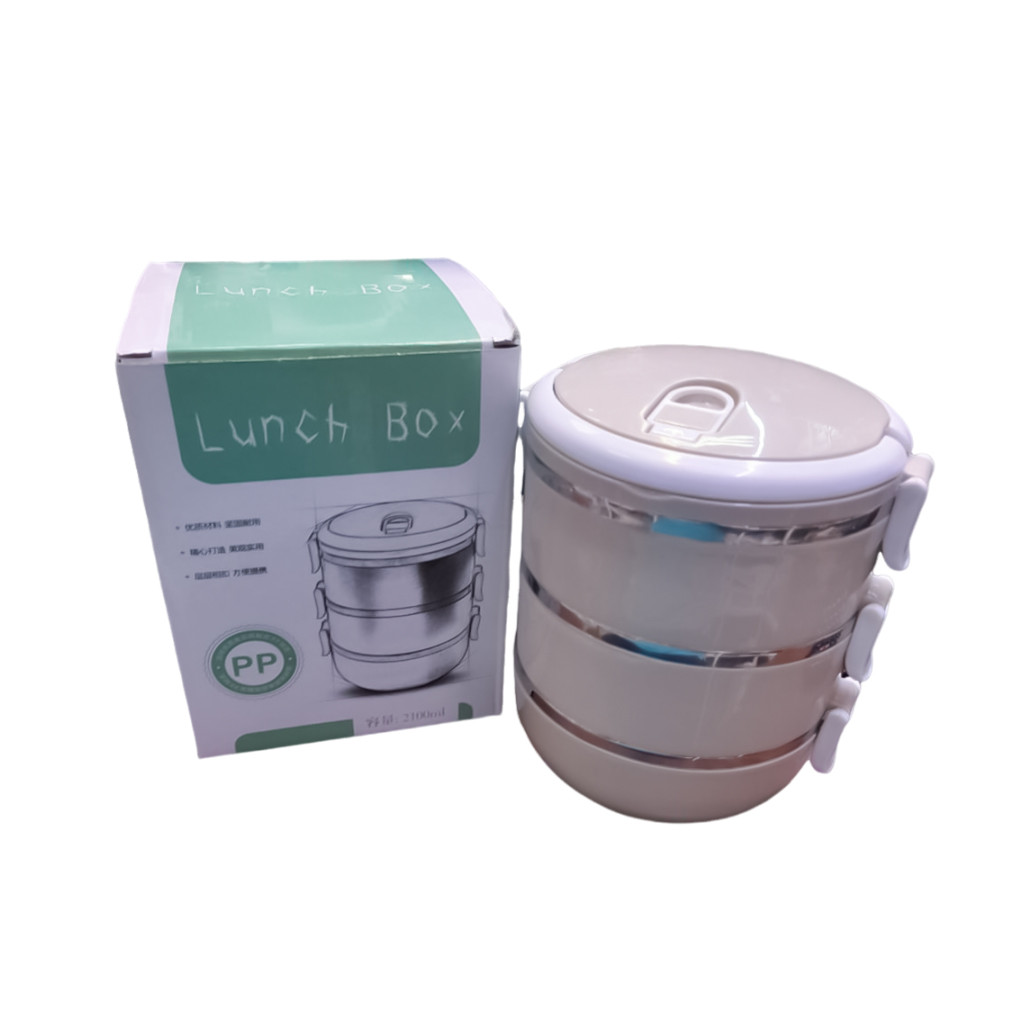 Three Layer Stainless Steel Lunch Box- 2100ml